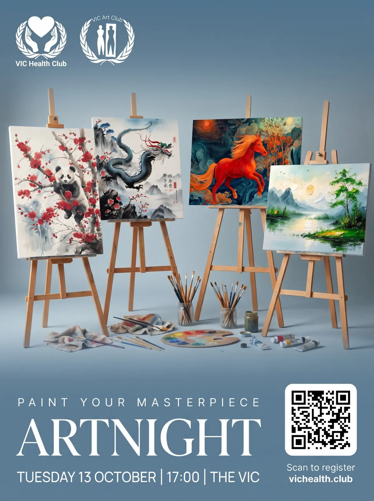 5th VIC Art Night poster for Tuesday 13 October 2026 at 17:00